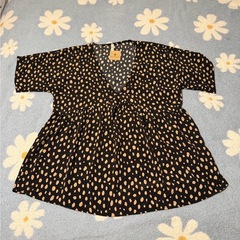 MTS Black and Tan Blouse